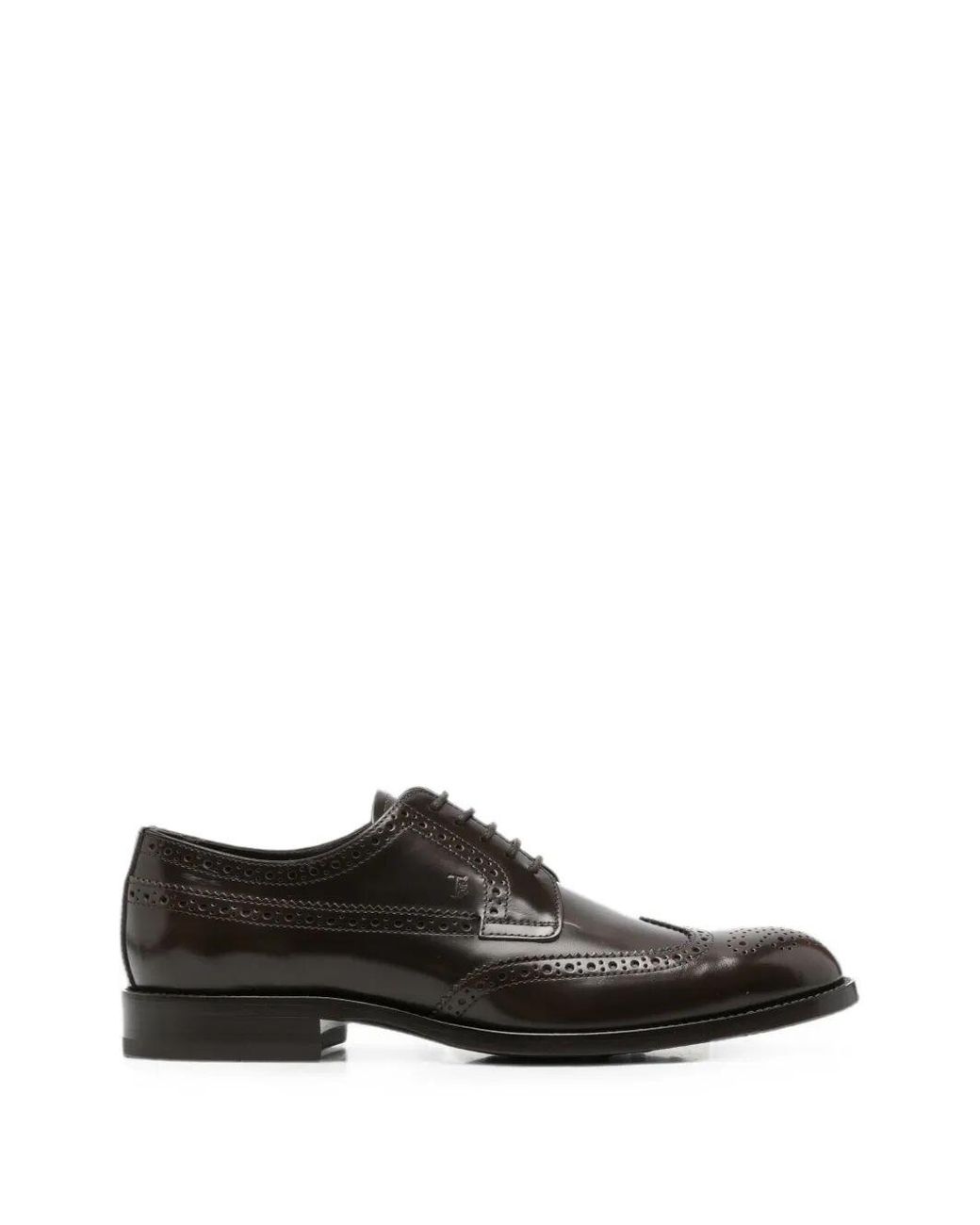 Tod's White Brogue-Detail Leather Derby Shoes for men