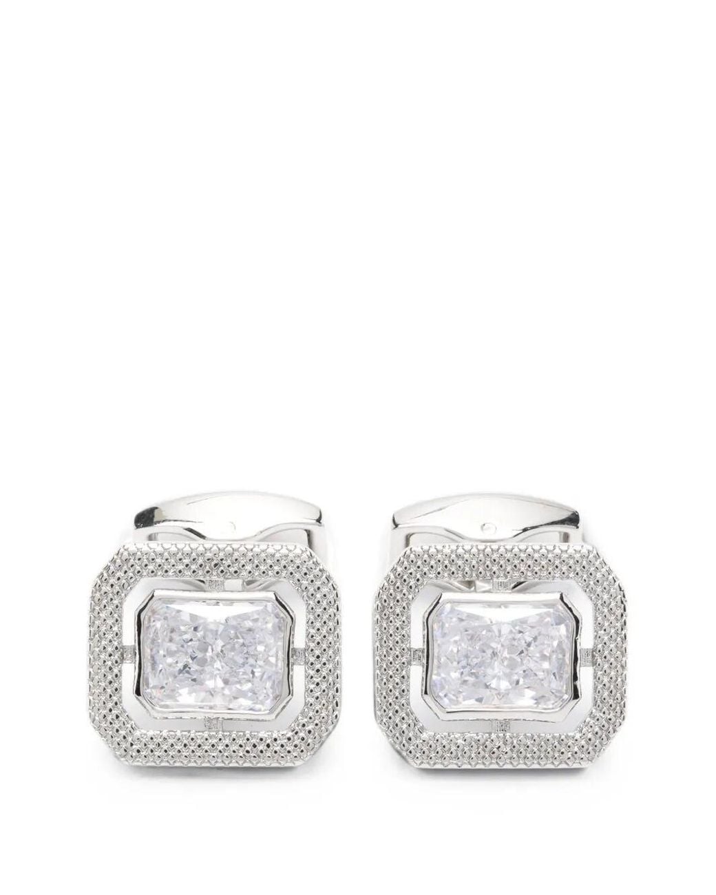 Tateossian White Cufflinks Diamond Pattern Frame for men