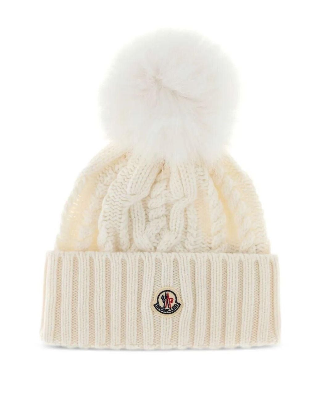 Moncler White Bonnet "Pon Pom"