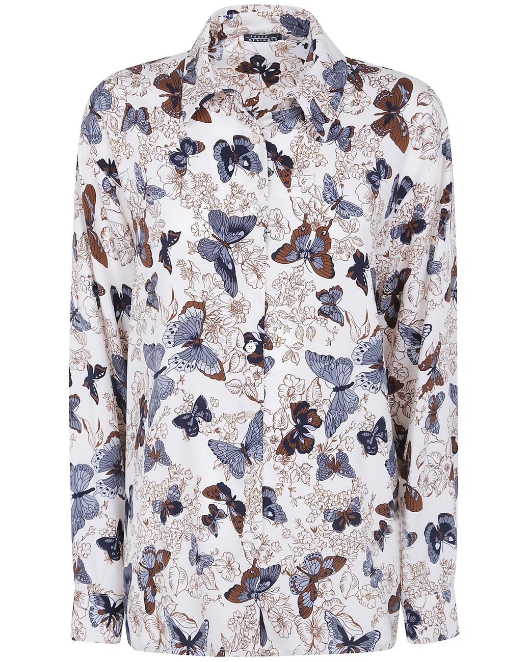 Laura Urbinati Gray Shirt Butterfly Print "Butterfly Print Oversized Shirt"