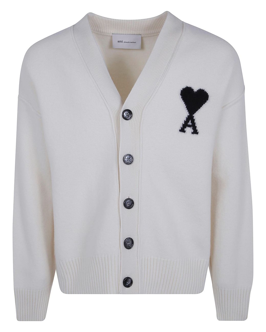 AMI Gray Sweater V Neck "Quota Ami De Coeur" for men