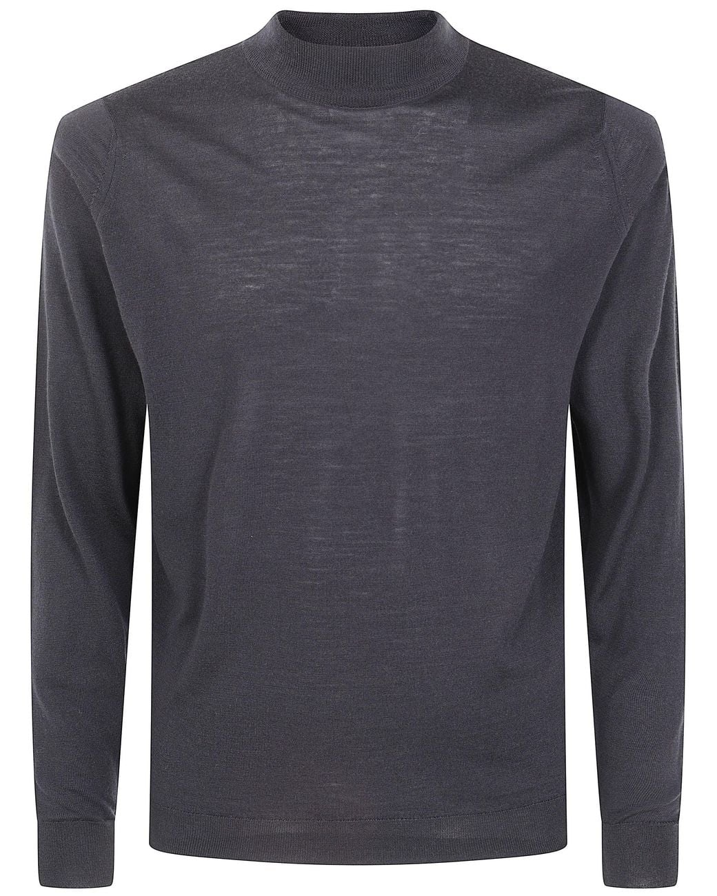 John Smedley Blue Sweater Mock Neck "Harcourt" for men