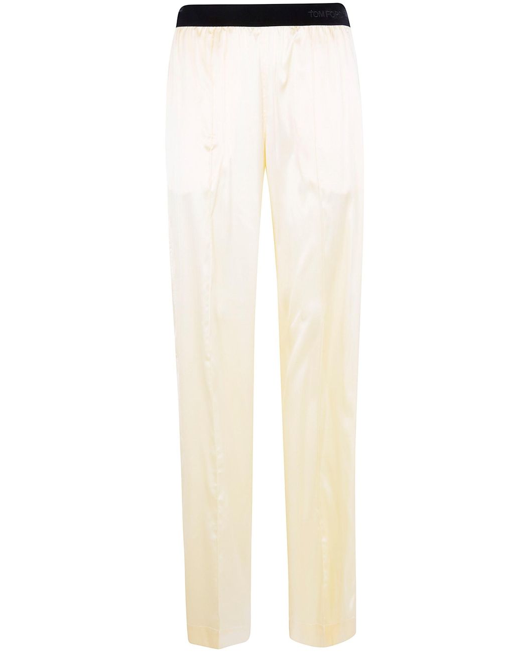 Tom Ford White Stretch Silk Satin Pj Pants