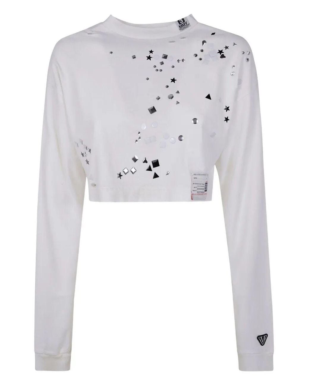 Maison Mihara Yasuhiro Gray Embellished Distressed Long Sleeves Mini Tee for men