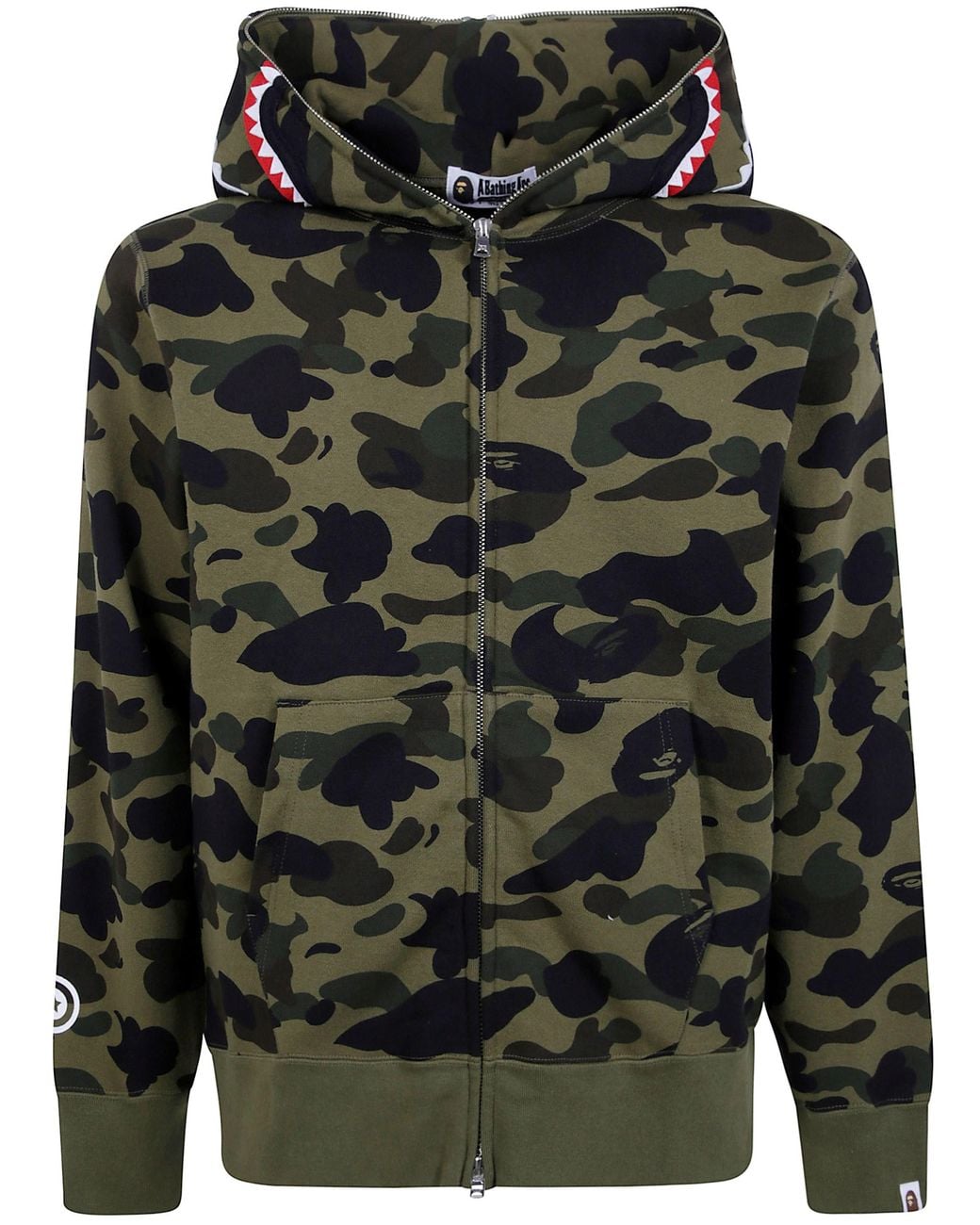 A Bathing Ape Black Full Zip Hoodie "1St Camo Shark" for men