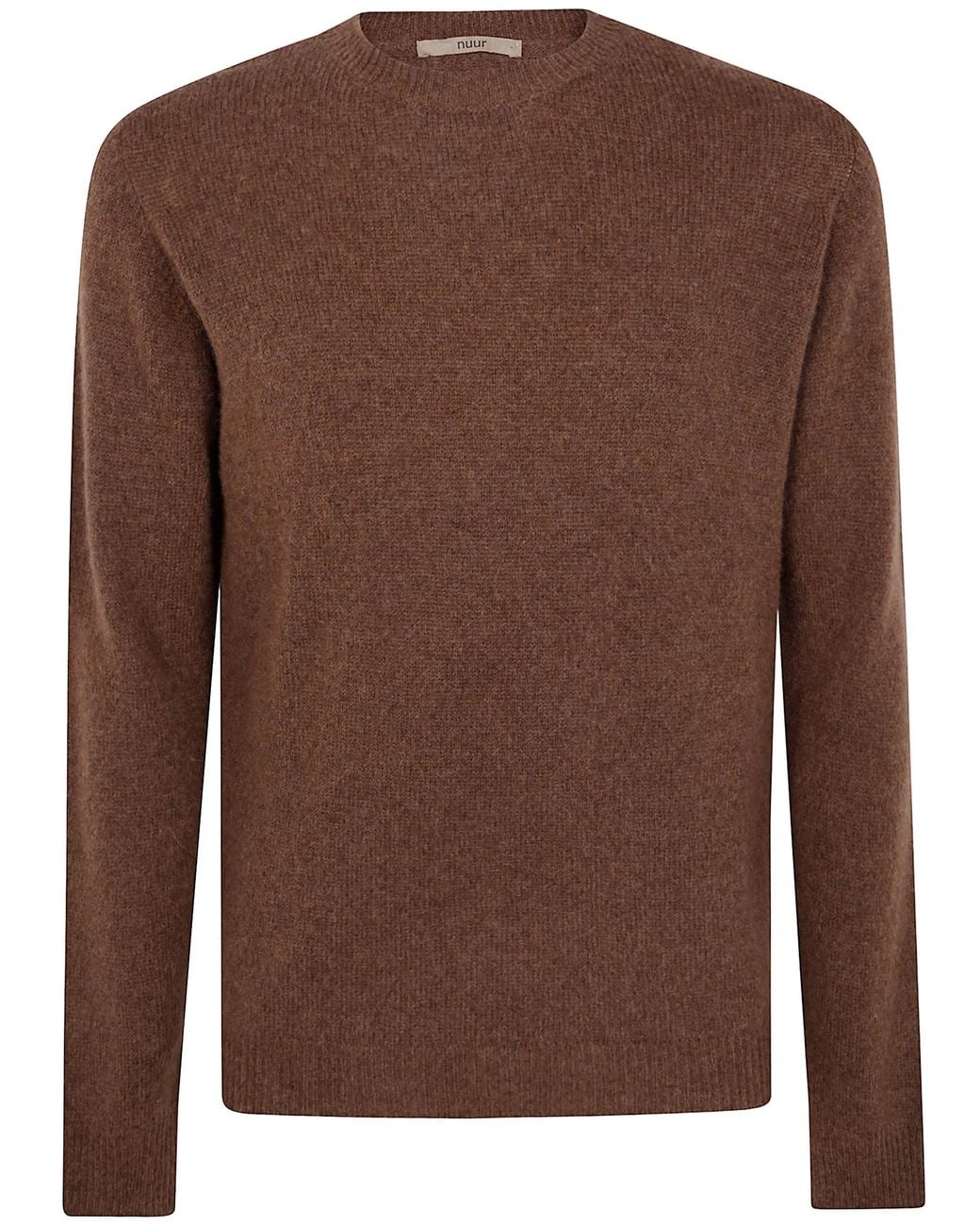 Nuur Brown Long Sleeves Swg Round Neck Sweater for men