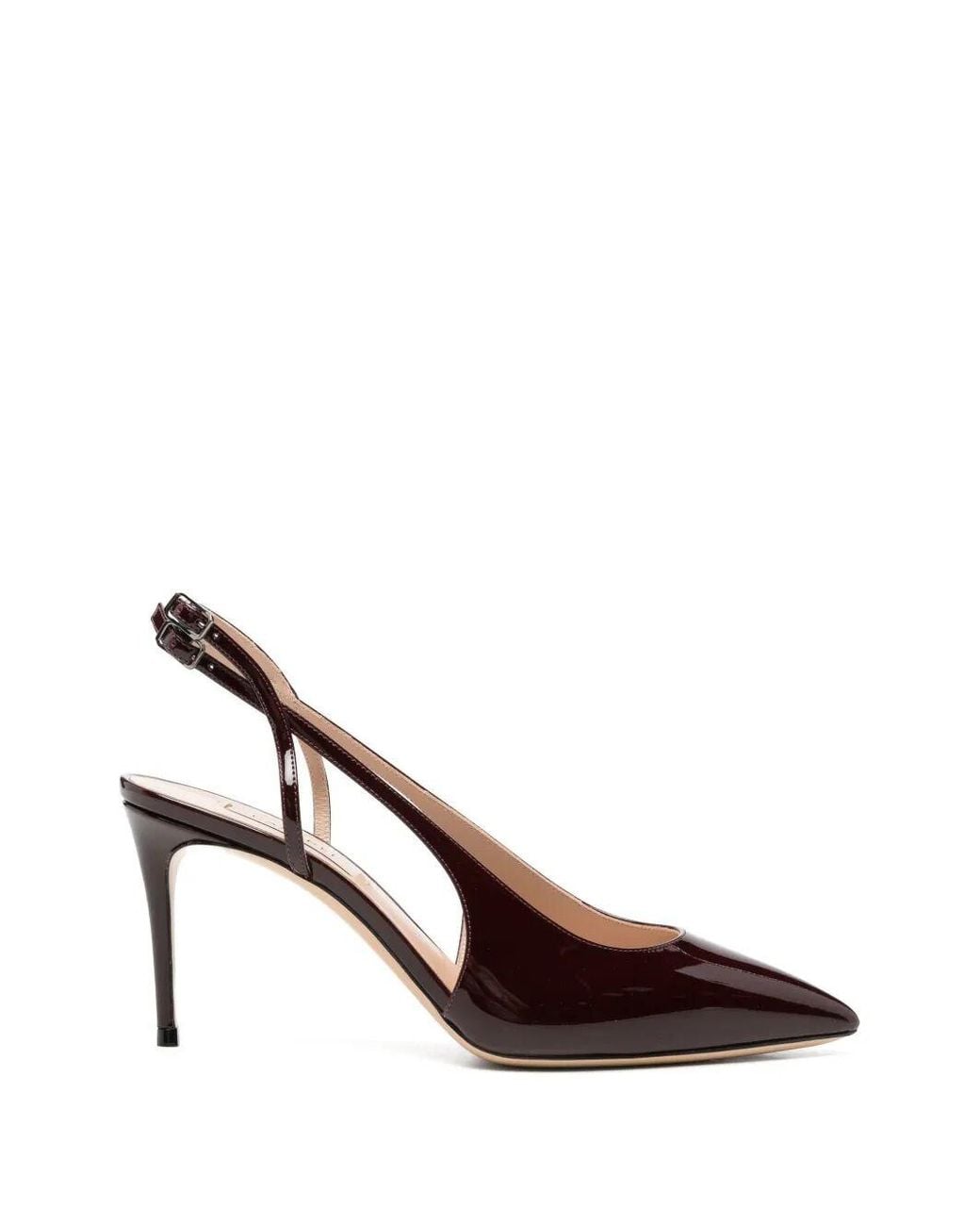 Casadei Brown Patent-Finish Slingback Pumps