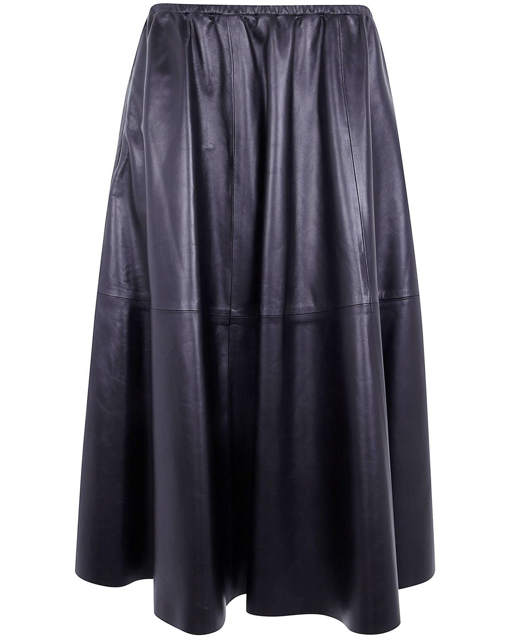 Alberta Ferretti Blue Midi Leather Skirt