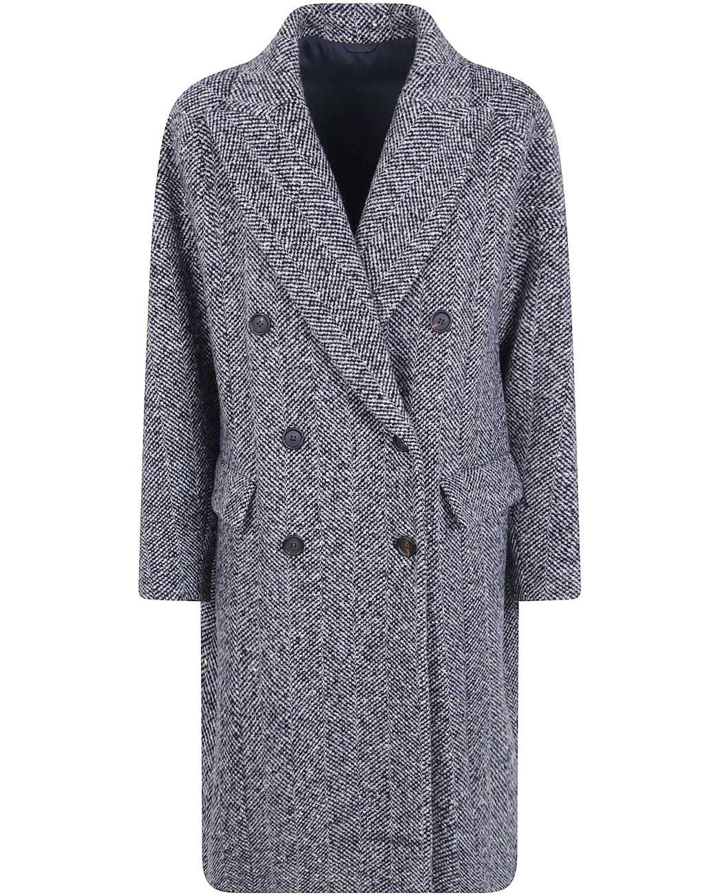 Brunello Cucinelli Gray Coat Double Breasted "Panama"