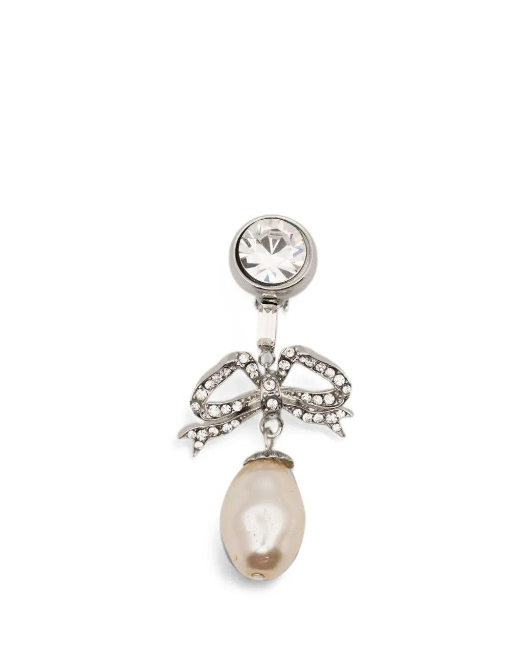 N°21 White Bow-Detail Faux-Pearl Earrings