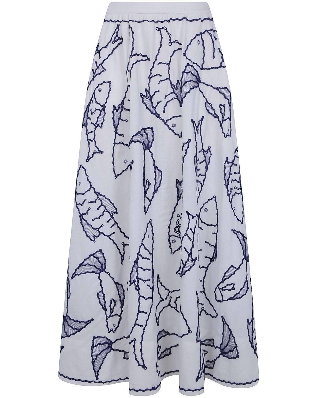 Farm Rio Blue Skirt Fresh Fish Midi