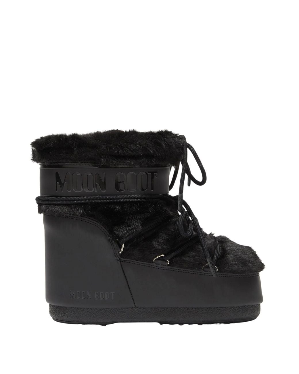 Moon Boot Black Faux Fur Boots "Icon Moonboot"