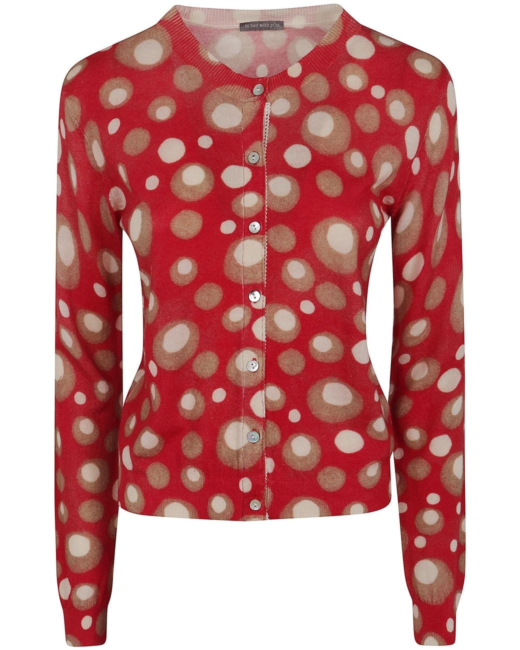 In bed with You Red Sweater Printed Korean Collar "Polka Dots Print"