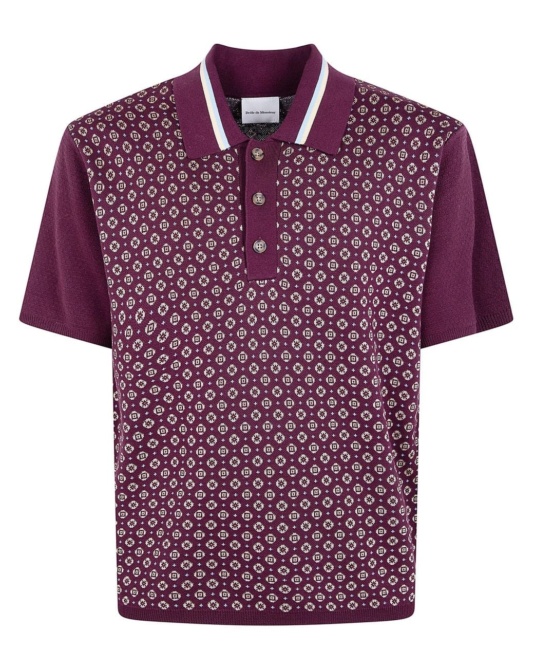 Drole de Monsieur Red Jacquard Cravate Polo Shirt for men