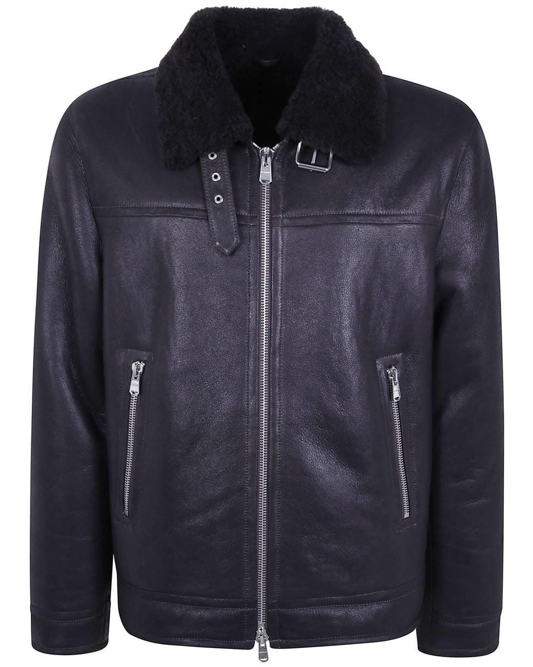 Dondup Blue Jacket Shearling Regular Fit for men