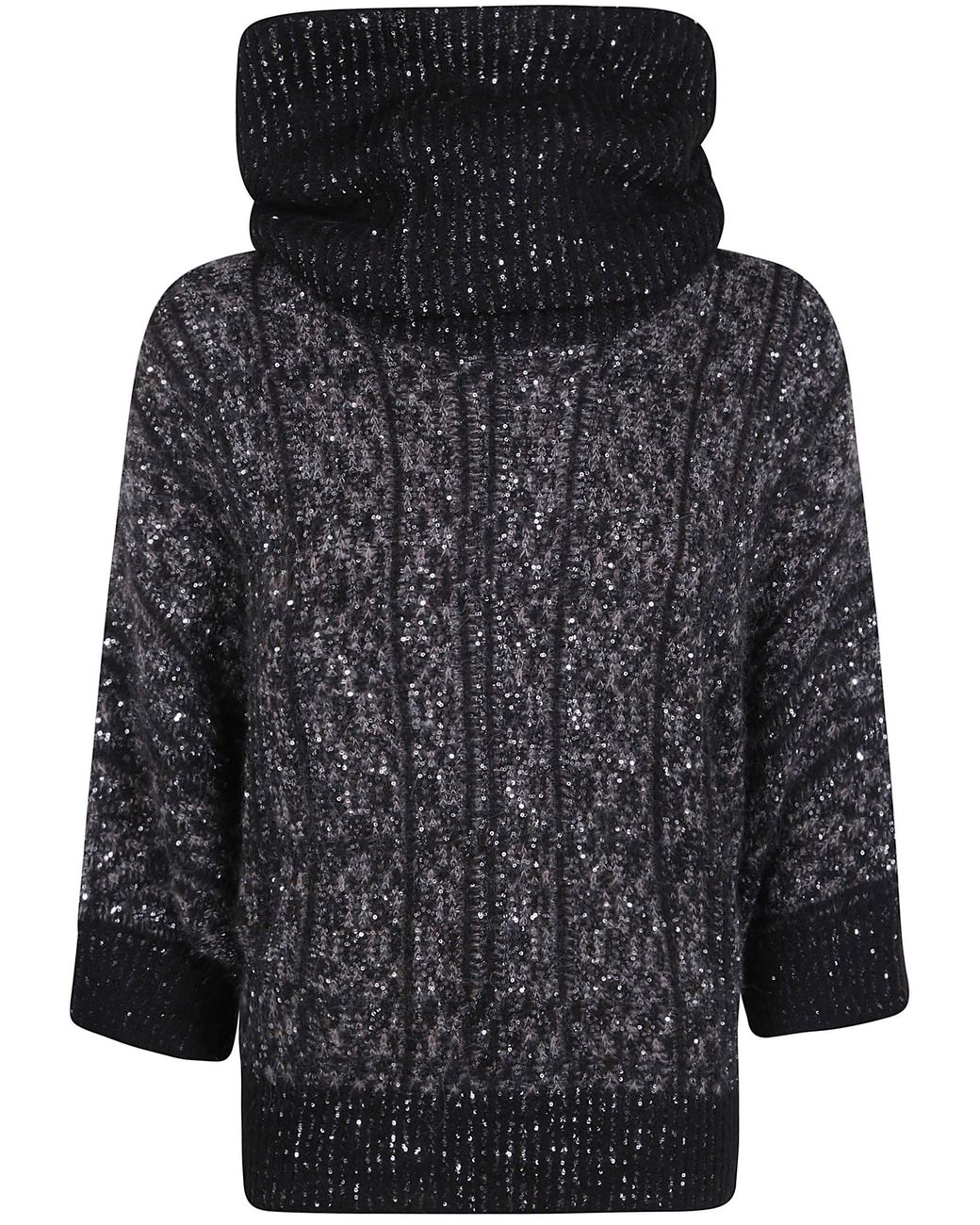D.exterior Black D. Exterior Sweater Hooded "Galles" Soft Alpaca Turtle Neck