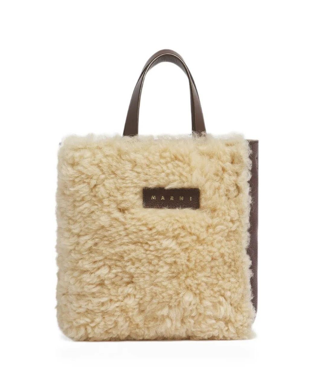 Borsa A Spalla Morbida Mini "Museo" di Marni in Natural
