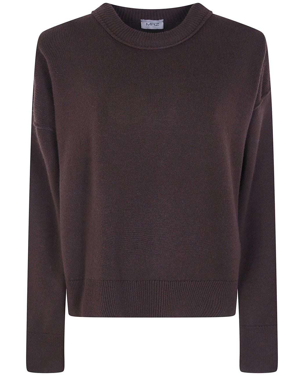 Mrz Brown Sweater Cropped Oversized Round Neck