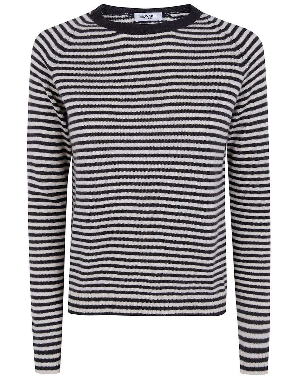 Base London Black Sweater Striped Round Neck