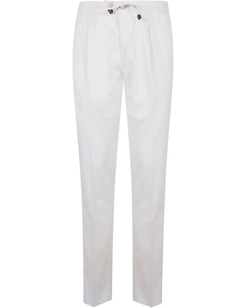 Incotex White Tapered Fit Trousers for men