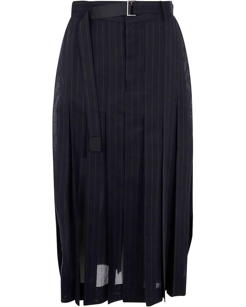 Sacai Blue Pinstriped Midi Skirt