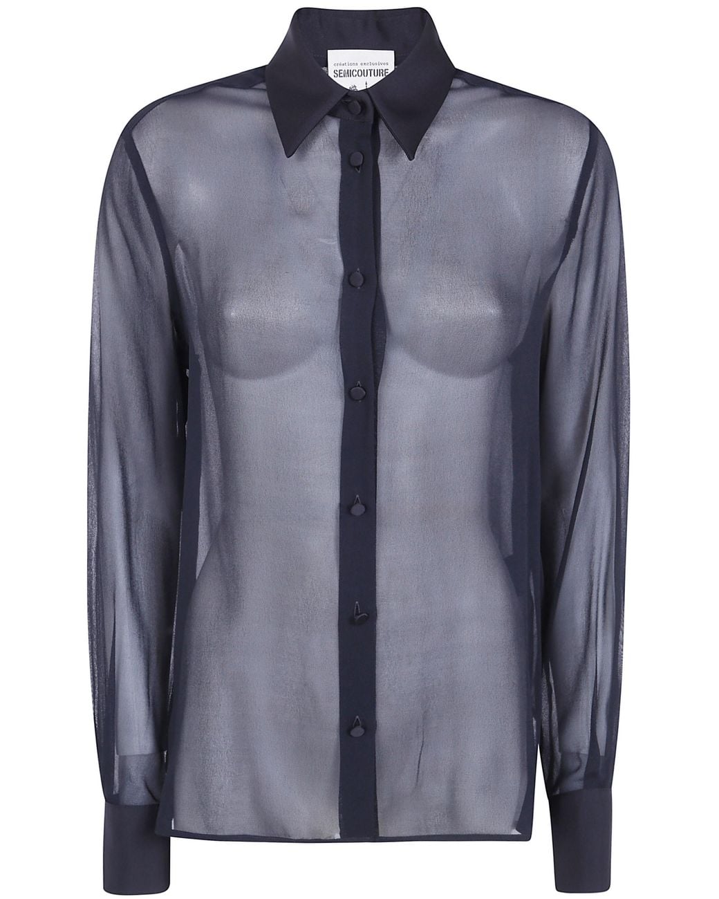 Semicouture Blue Shirt Transparent Buttons "Floelle"