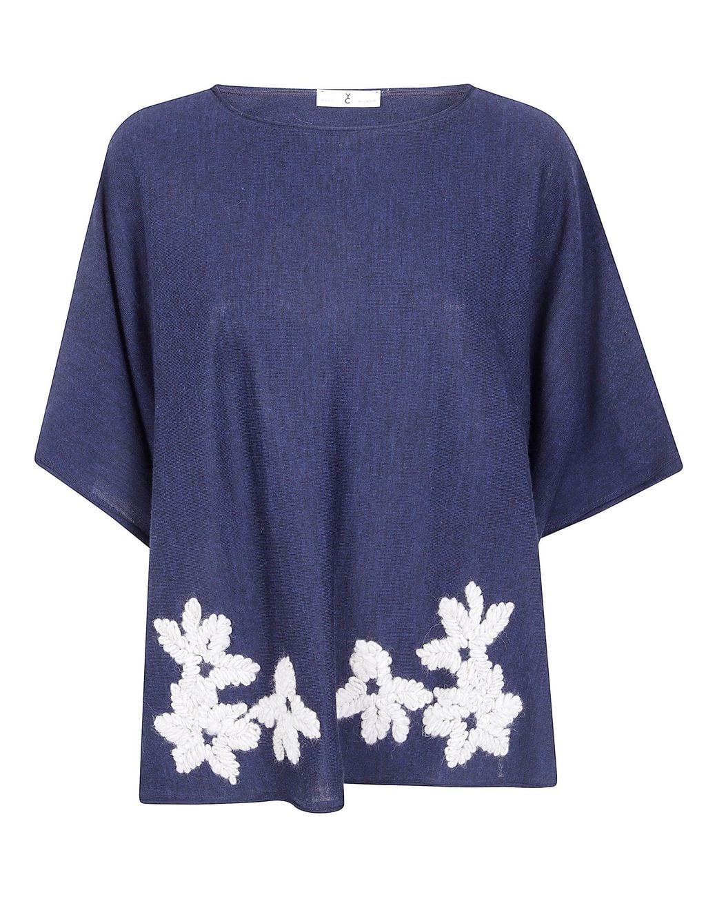 Whyci Blue Jacket Embroidered Poncho