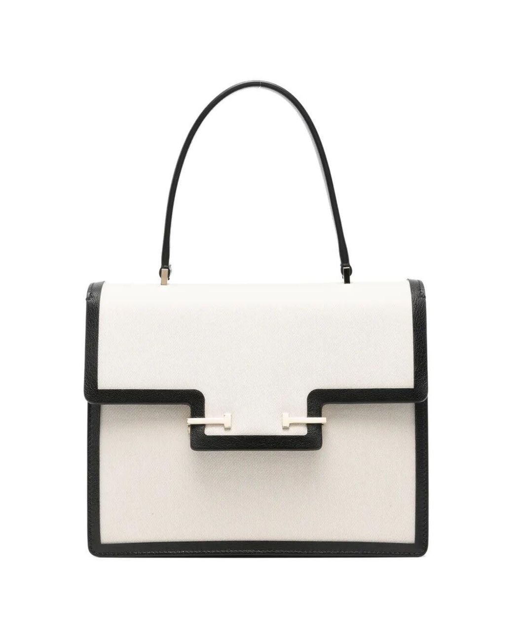 Tom Ford White Canvas Leather Trims Small Top Handle