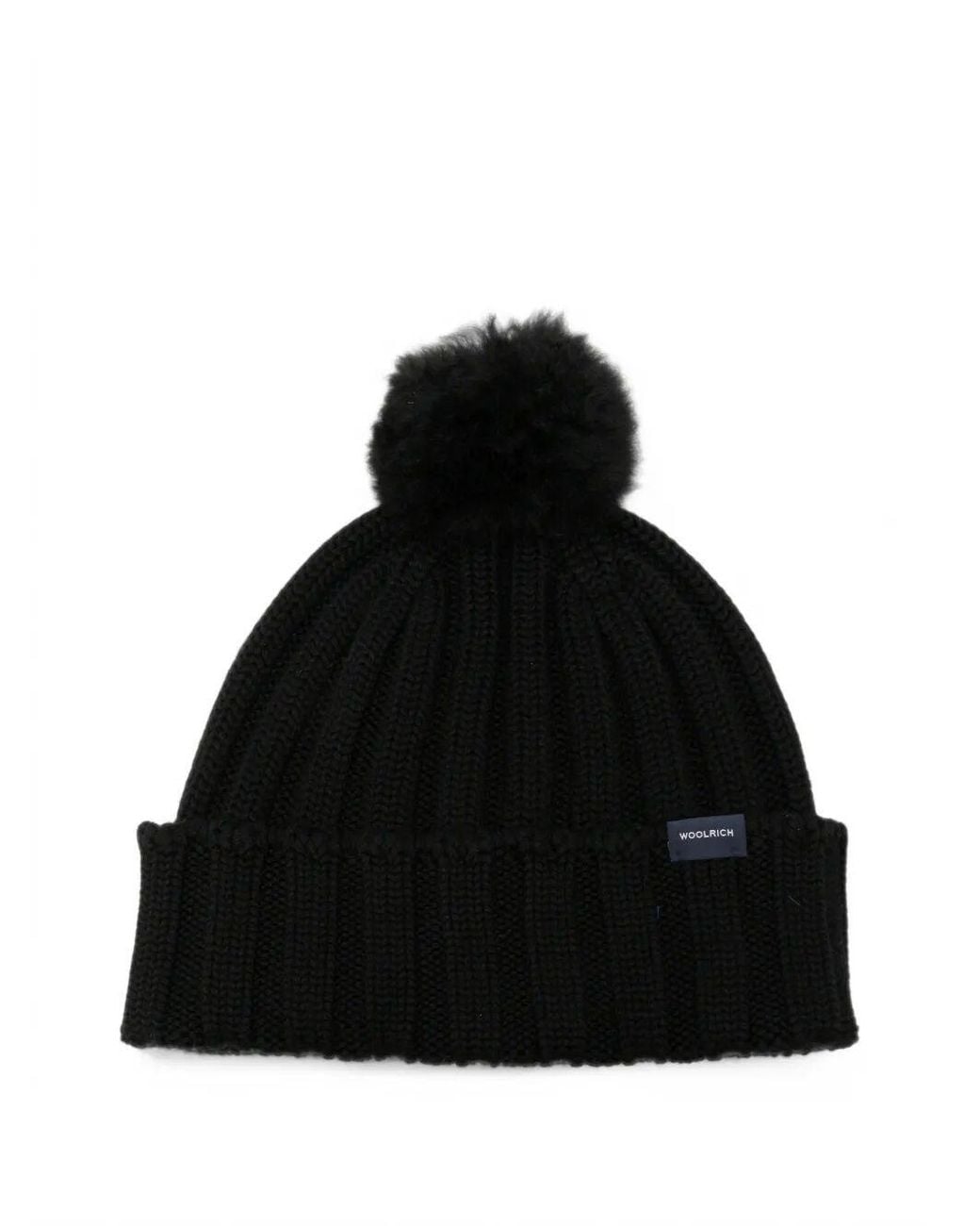 Woolrich Black Beanie Pom Pom "Pom Pom Cashmere Beanie"