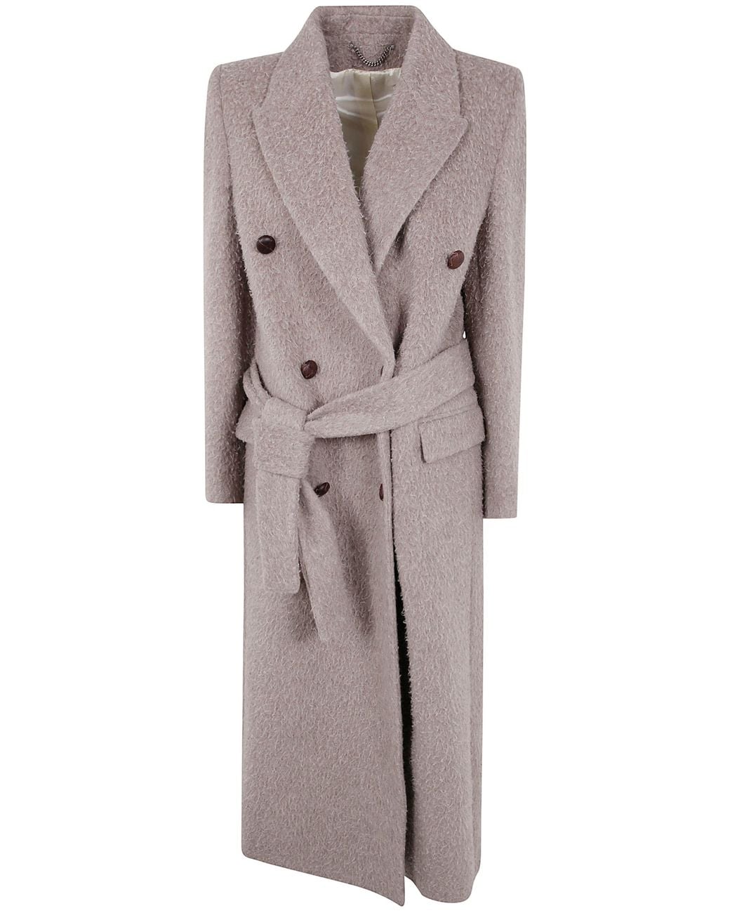 Golden Goose Deluxe Brand Gray "Journey W's" Double Breasted Coat With Detachable Belt C
