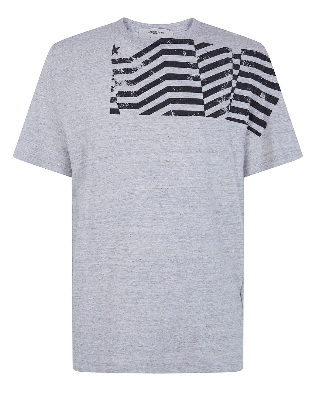 Golden Goose Deluxe Brand Gray "Journey" Regular T-Shirt Cotton Slub Jersey Flag for men