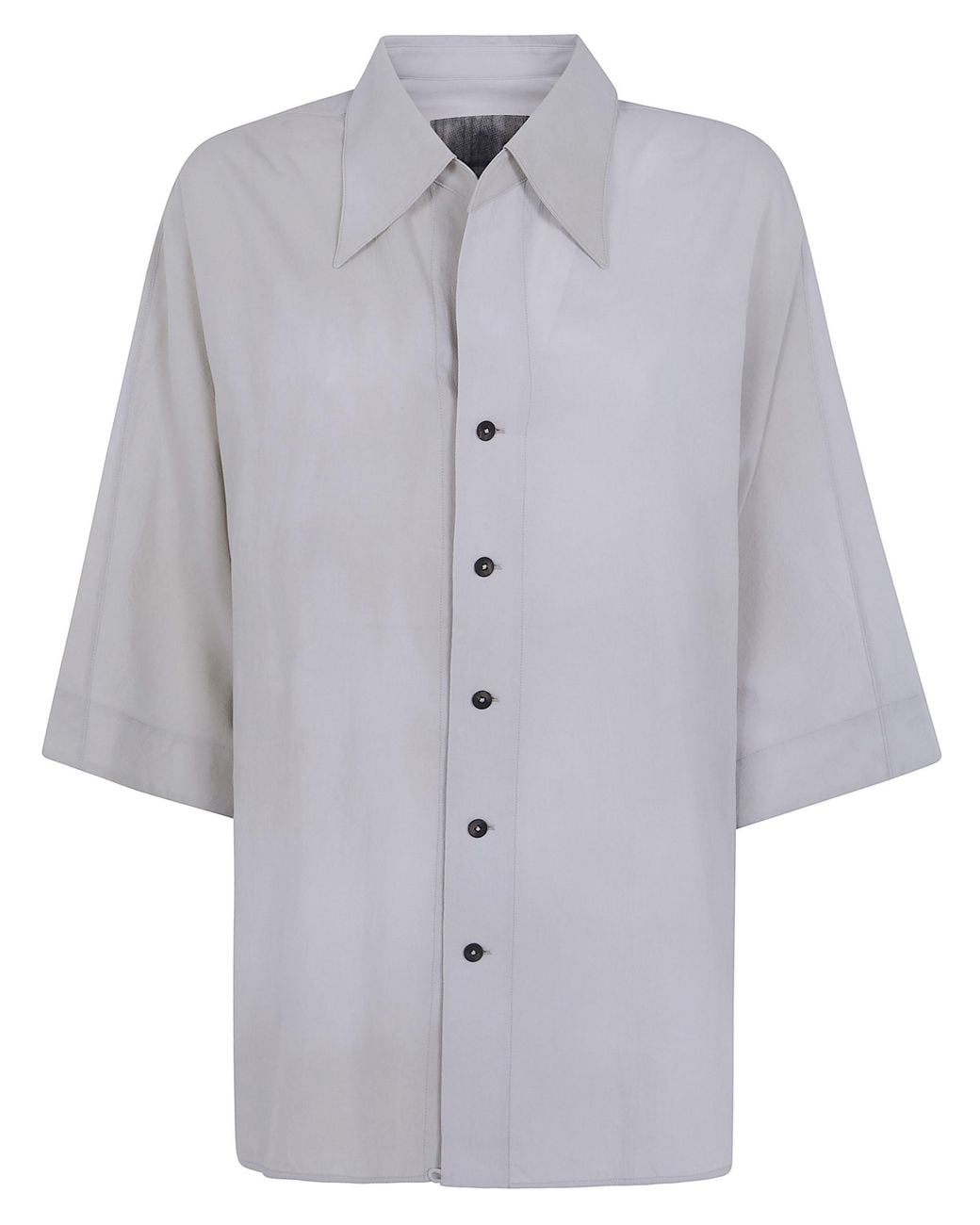 Ziggy Chen Blue Shirt Short Sleeves "Back Gathered Shirt"