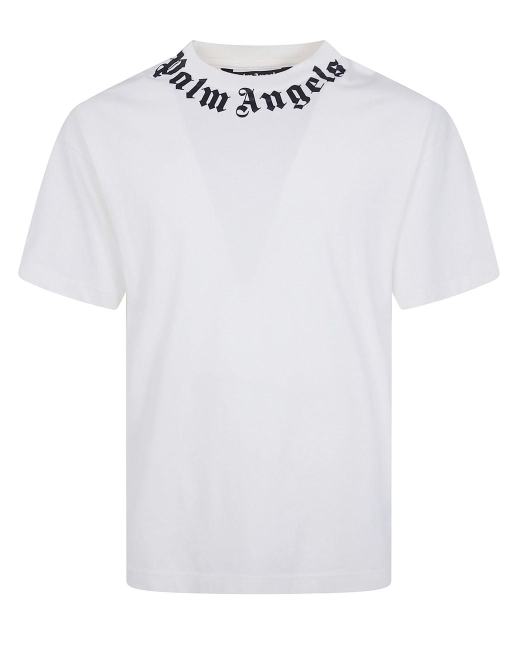 Palm Angels White "Neck Logo" Regular Tee for men