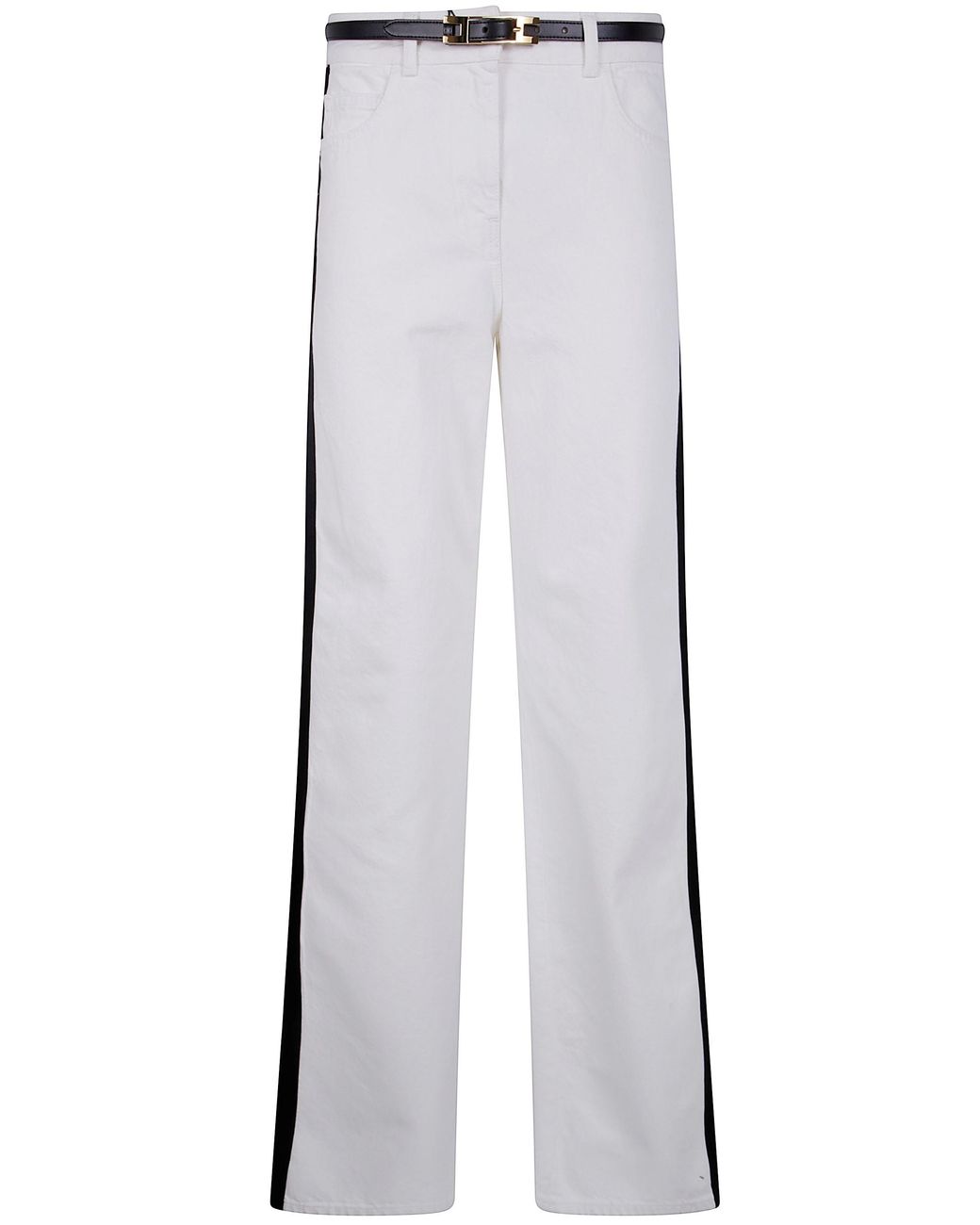 Elisabetta Franchi White Jeans With Contrast Band