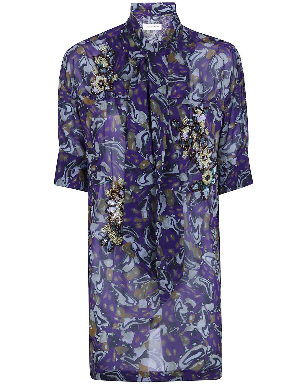 Dries Van Noten Blue "Calma" Embroidered Shirt