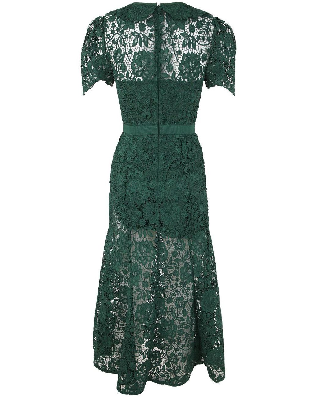 self portrait green cord lace midi dress Self-Portrait Green Cord Lace Midi Dress