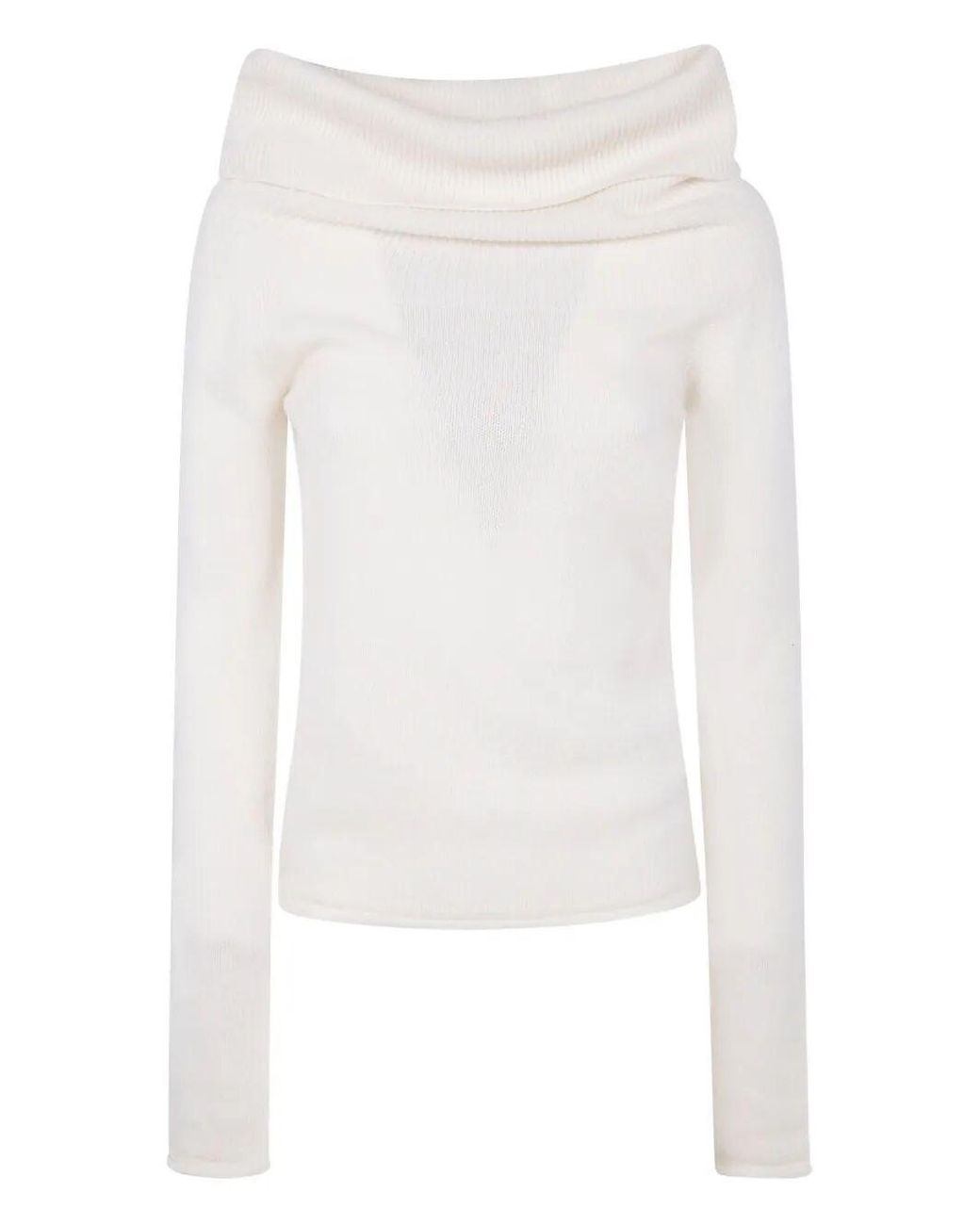 Nuur White Long Sleeves Boat Neck Sweater