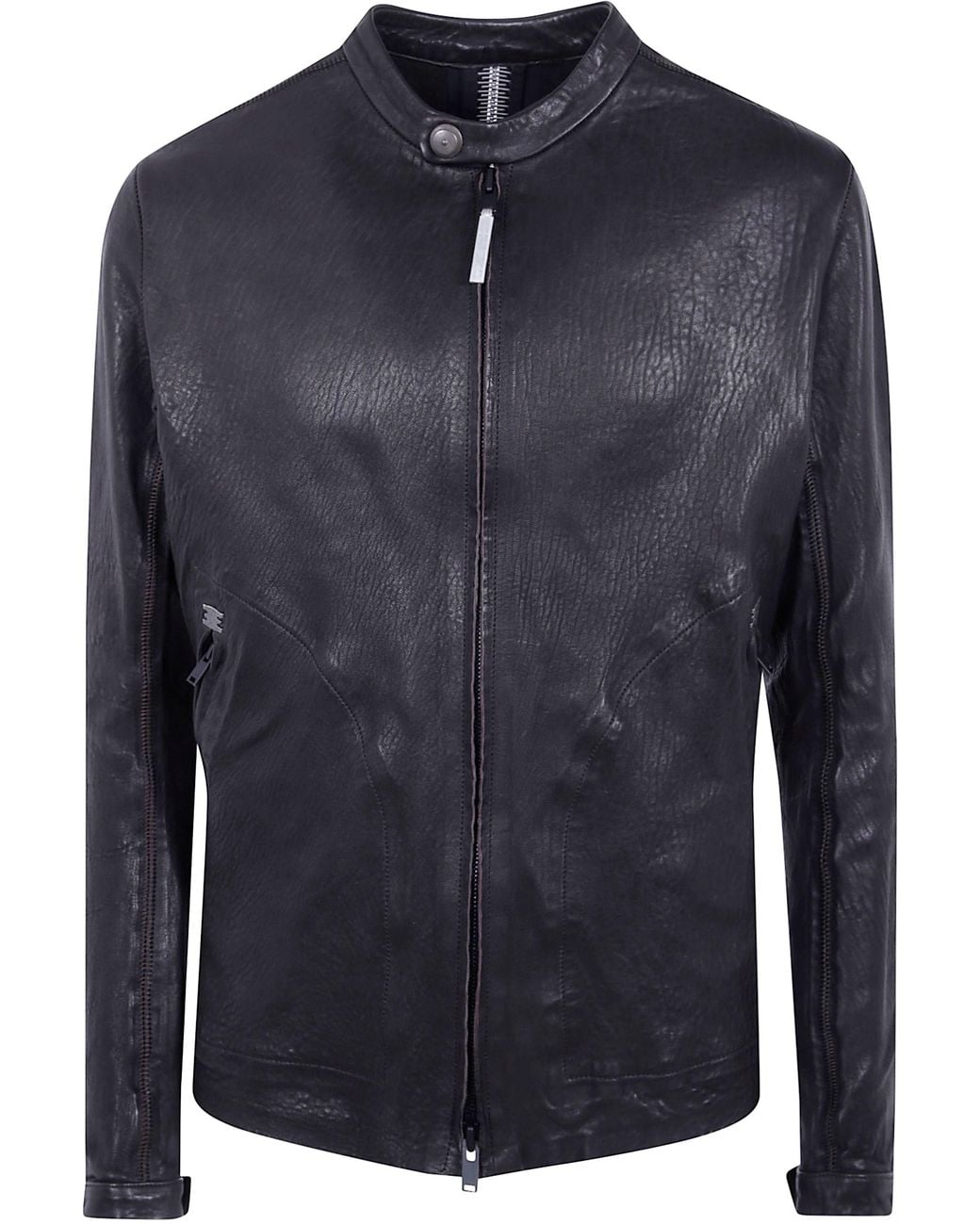 Isaac Sellam Blue Leather Jacket Classic Stretch "Syderal" for men