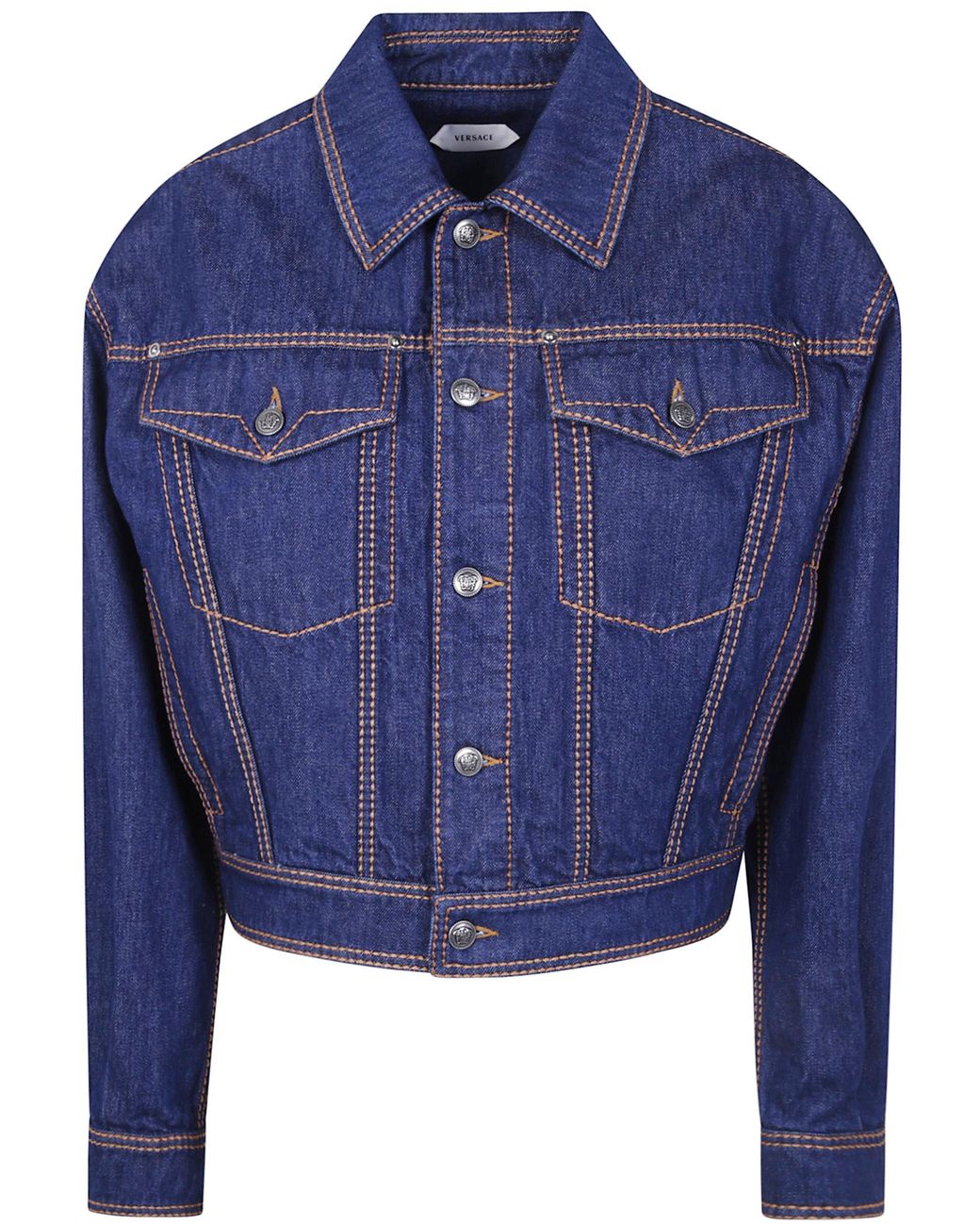 Versace Blue Blouson Denim Rinsed Denim