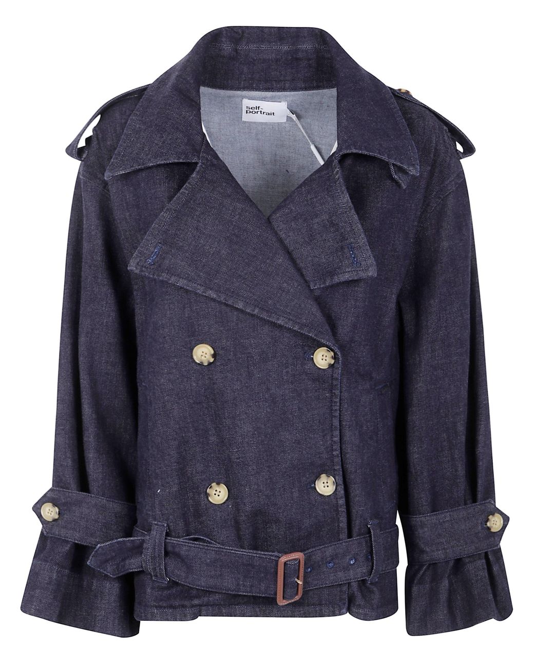 Self-Portrait Blue Denim Trench Jacket