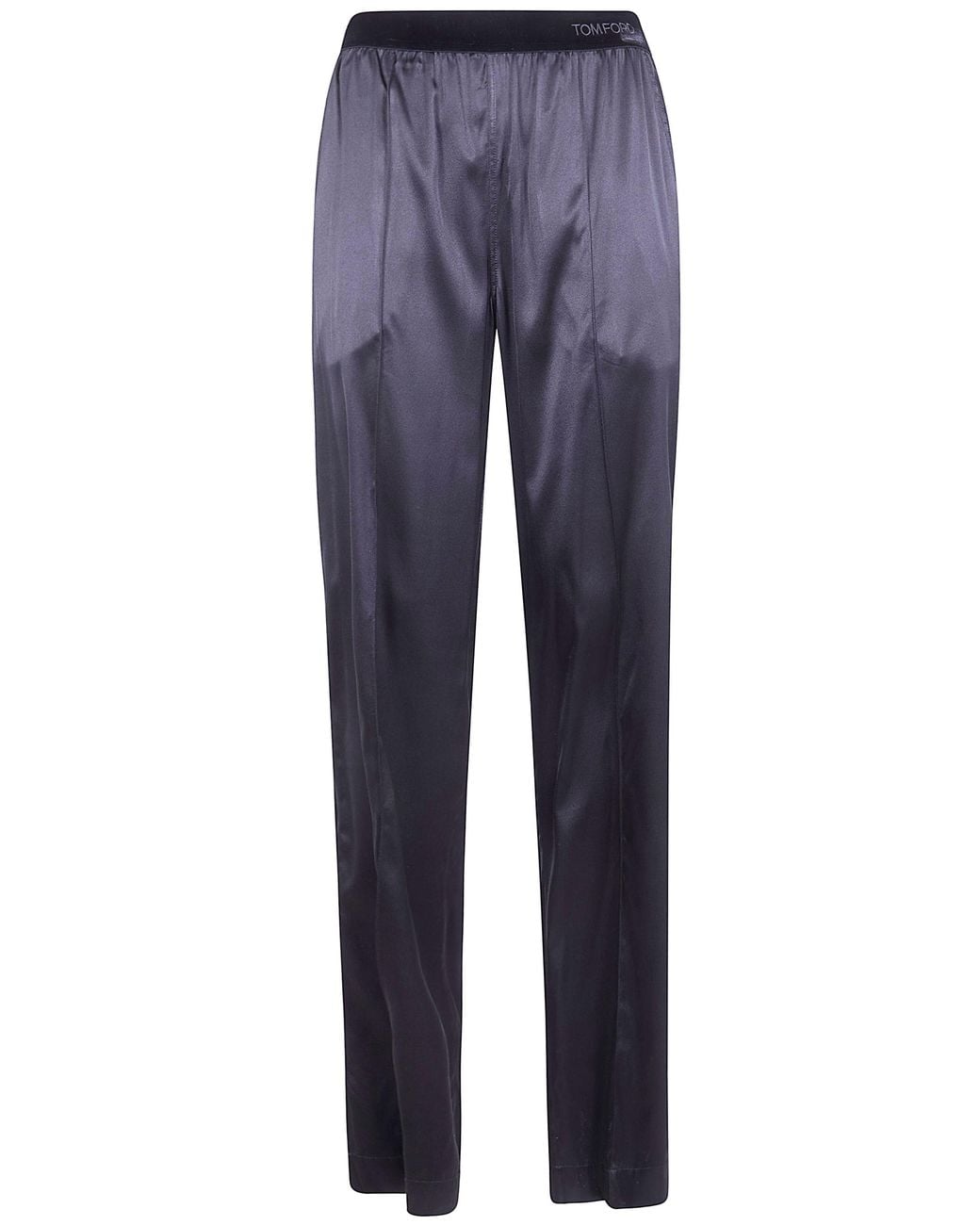 Tom Ford Blue Stretch Silk Satin Pj Pants
