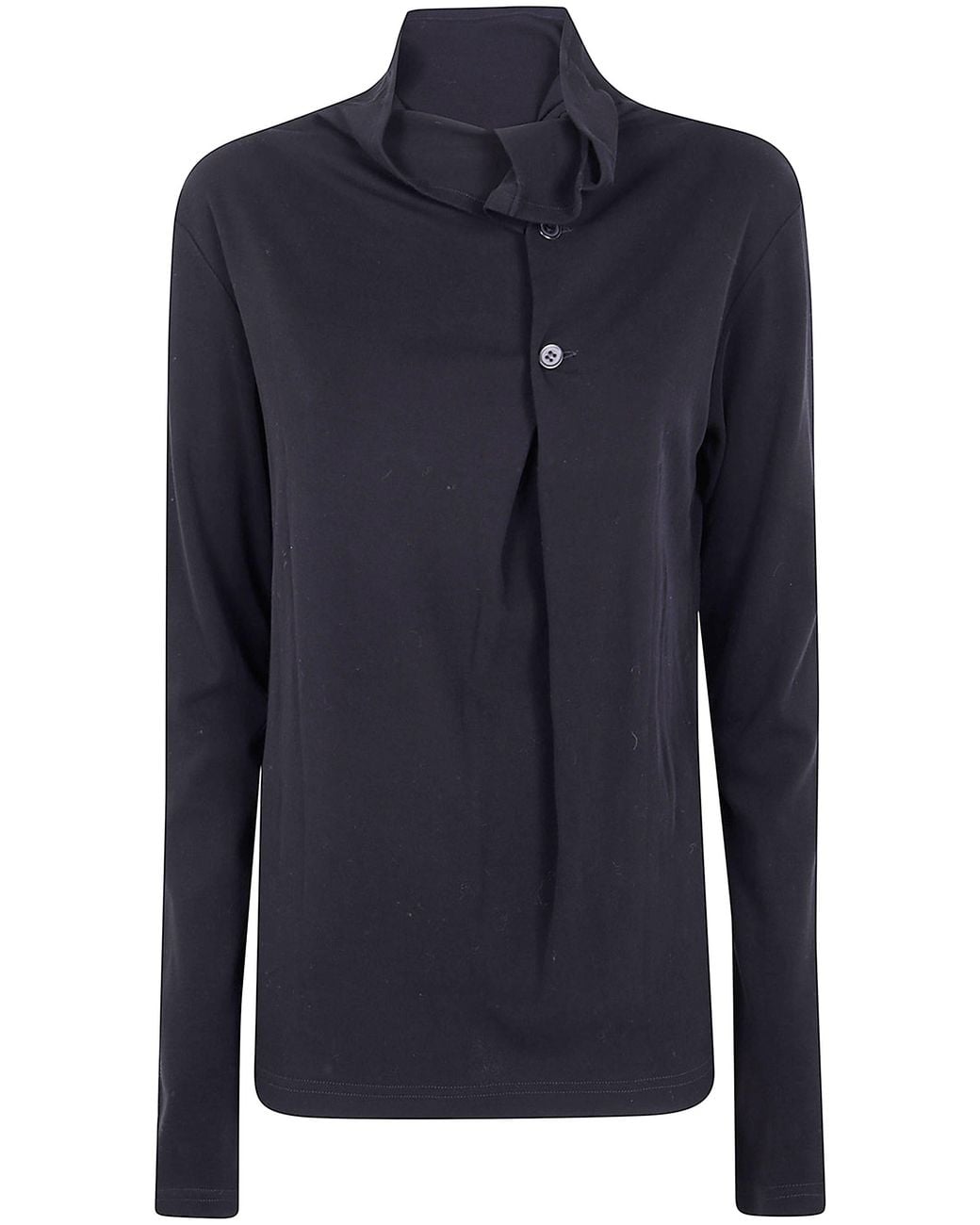 Y's Yohji Yamamoto Blue Ka- Back Button Off-Neck T