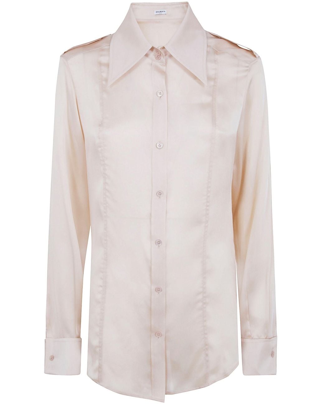 Balmain White Shirt Long Sleeves Silk Shirt