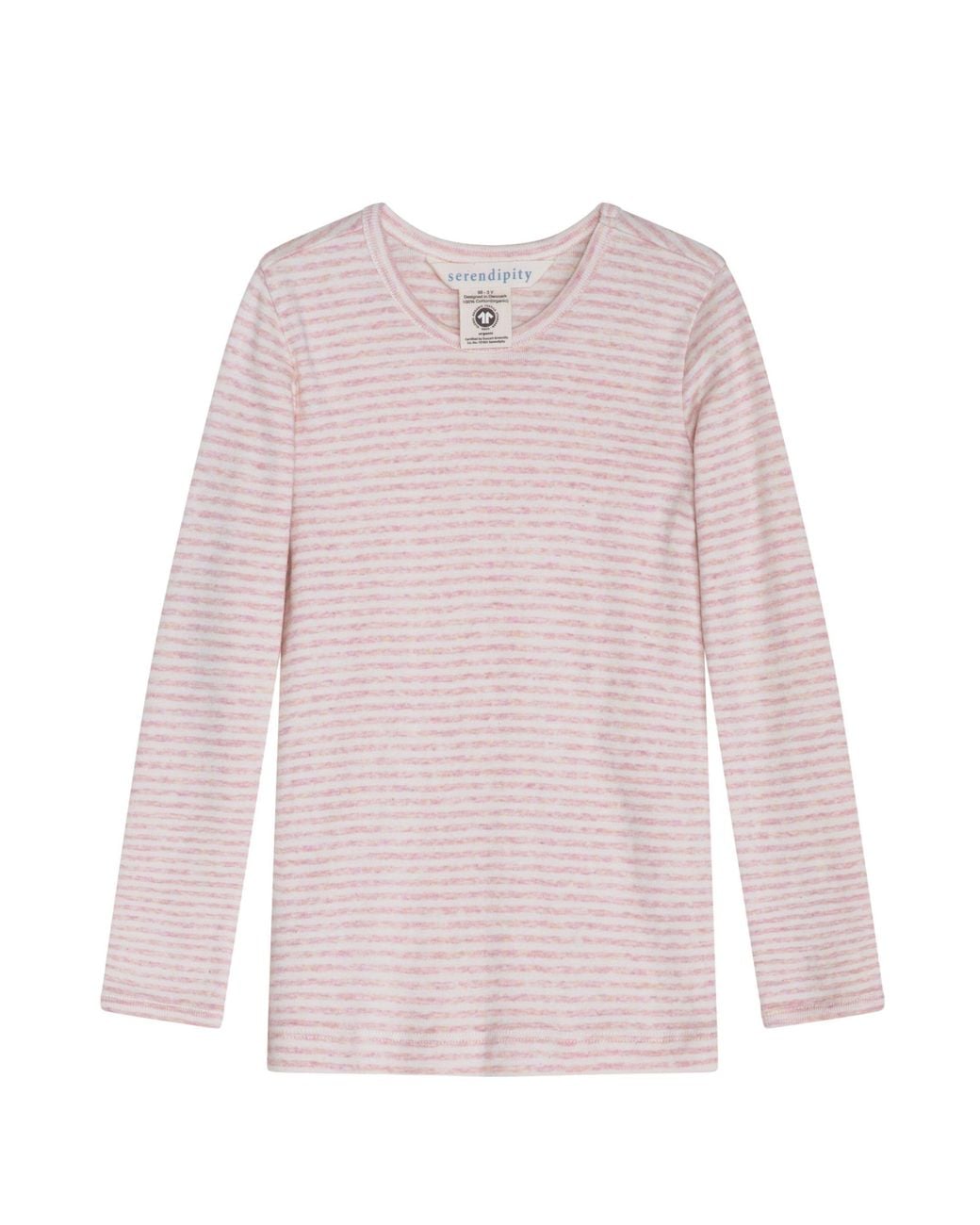 SERENDIPITY ORGANICS Pink Sweater Round Neck "Slim Stripe"