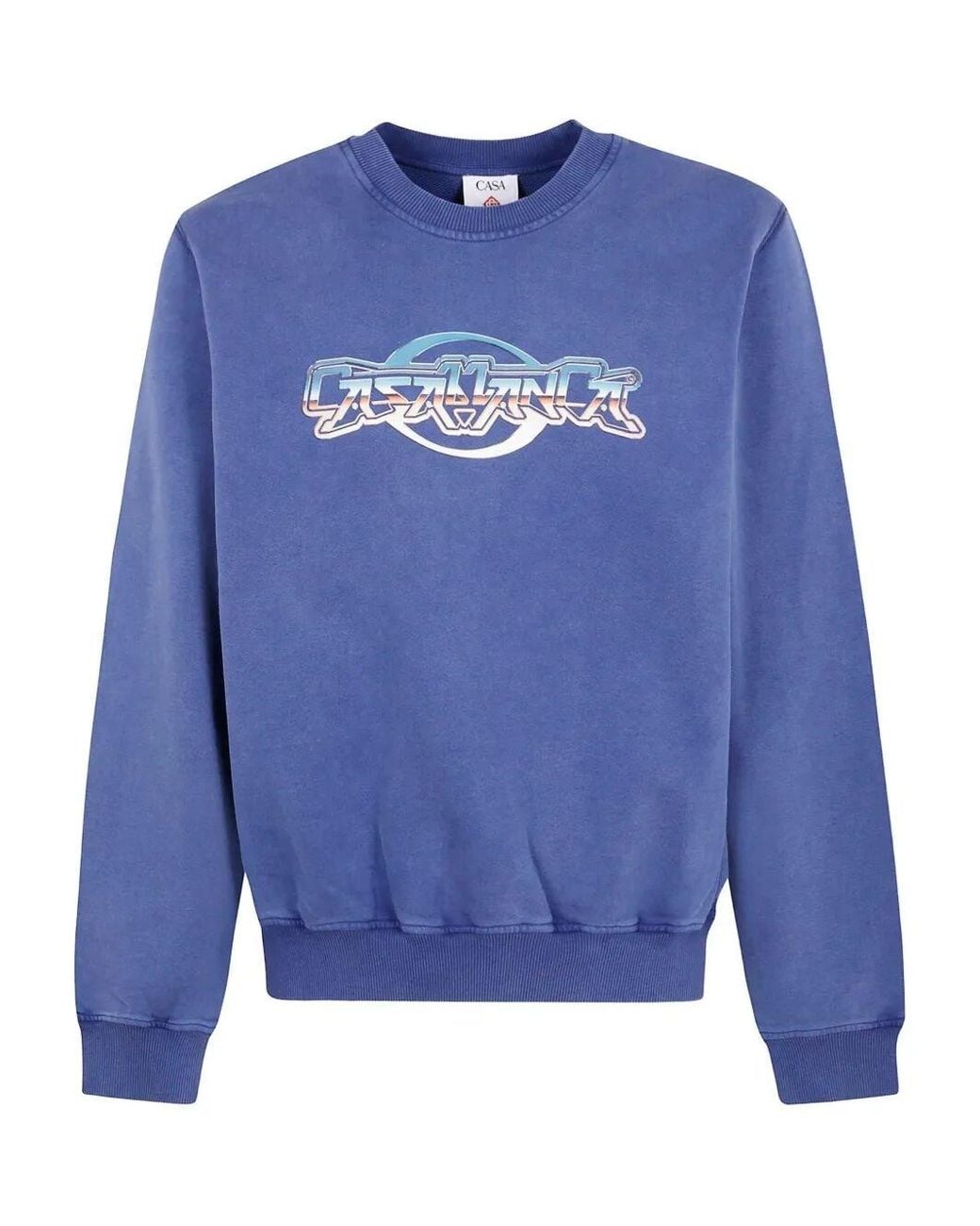 Casablanca Blue Chrome Text Printed Sweatshirt for men