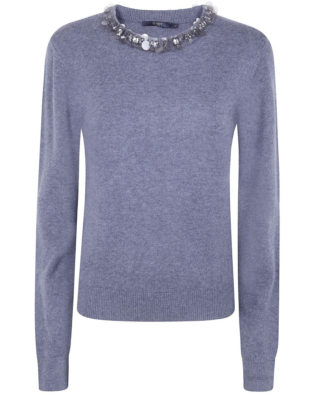 Seventy Blue Sweater Round Neck "Round Neck Sweater With Appliques"