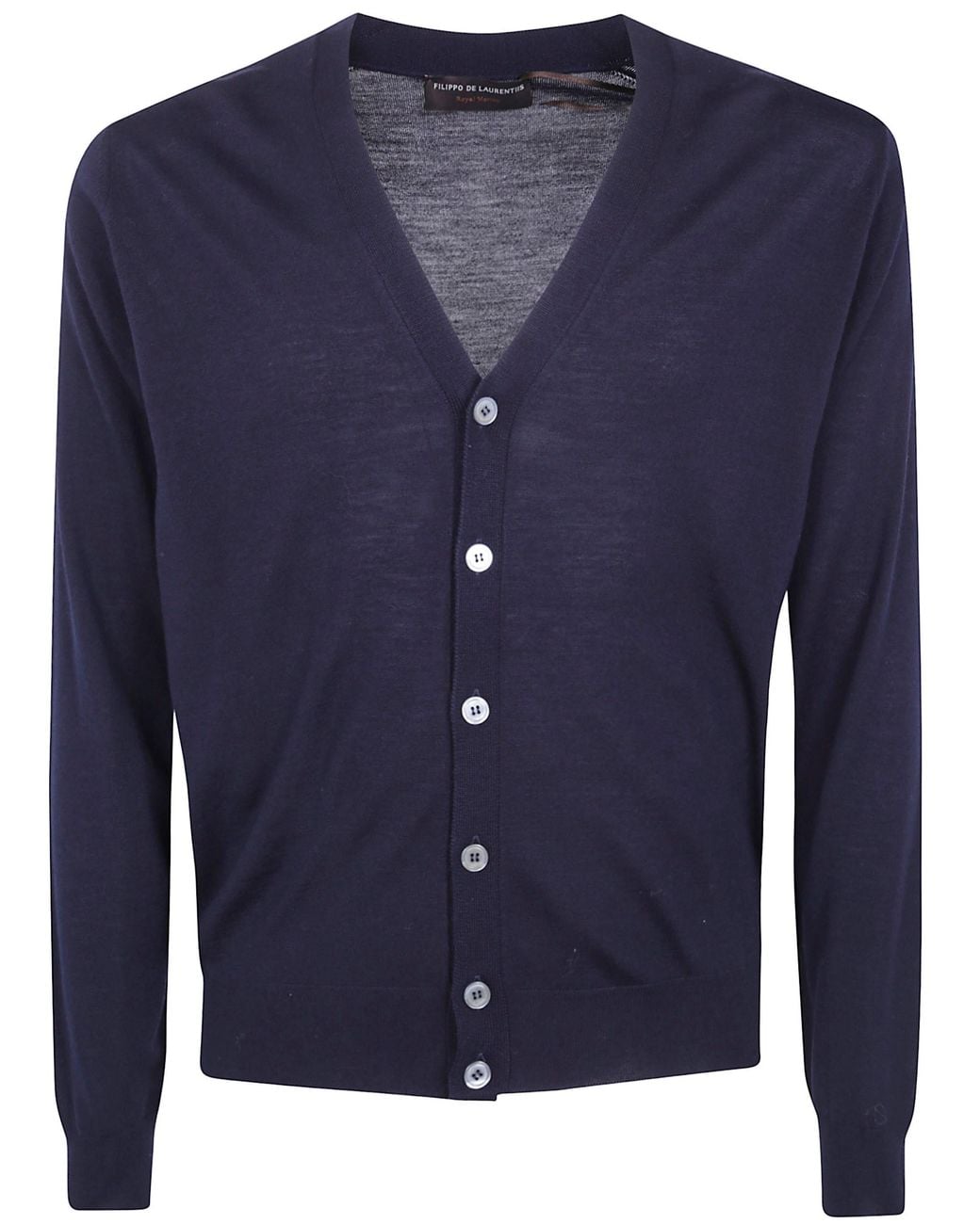 FILIPPO DE LAURENTIIS Blue Sweater V-Neck "V Neck Cardigan Sweater" for men