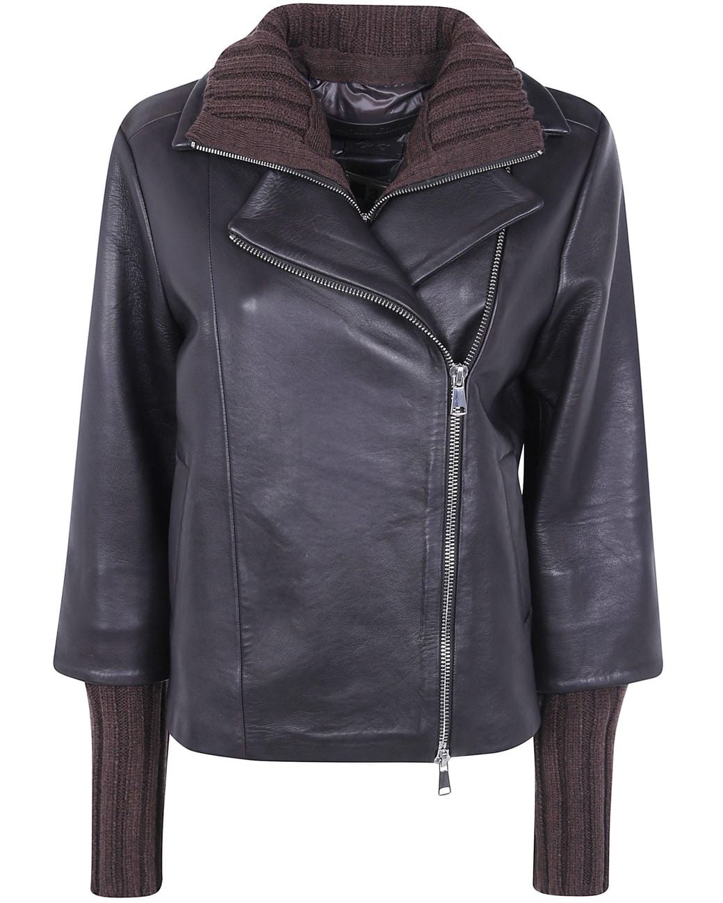 The Jackie Leathers Gray Leather Jacket With Gilet "Gemini"