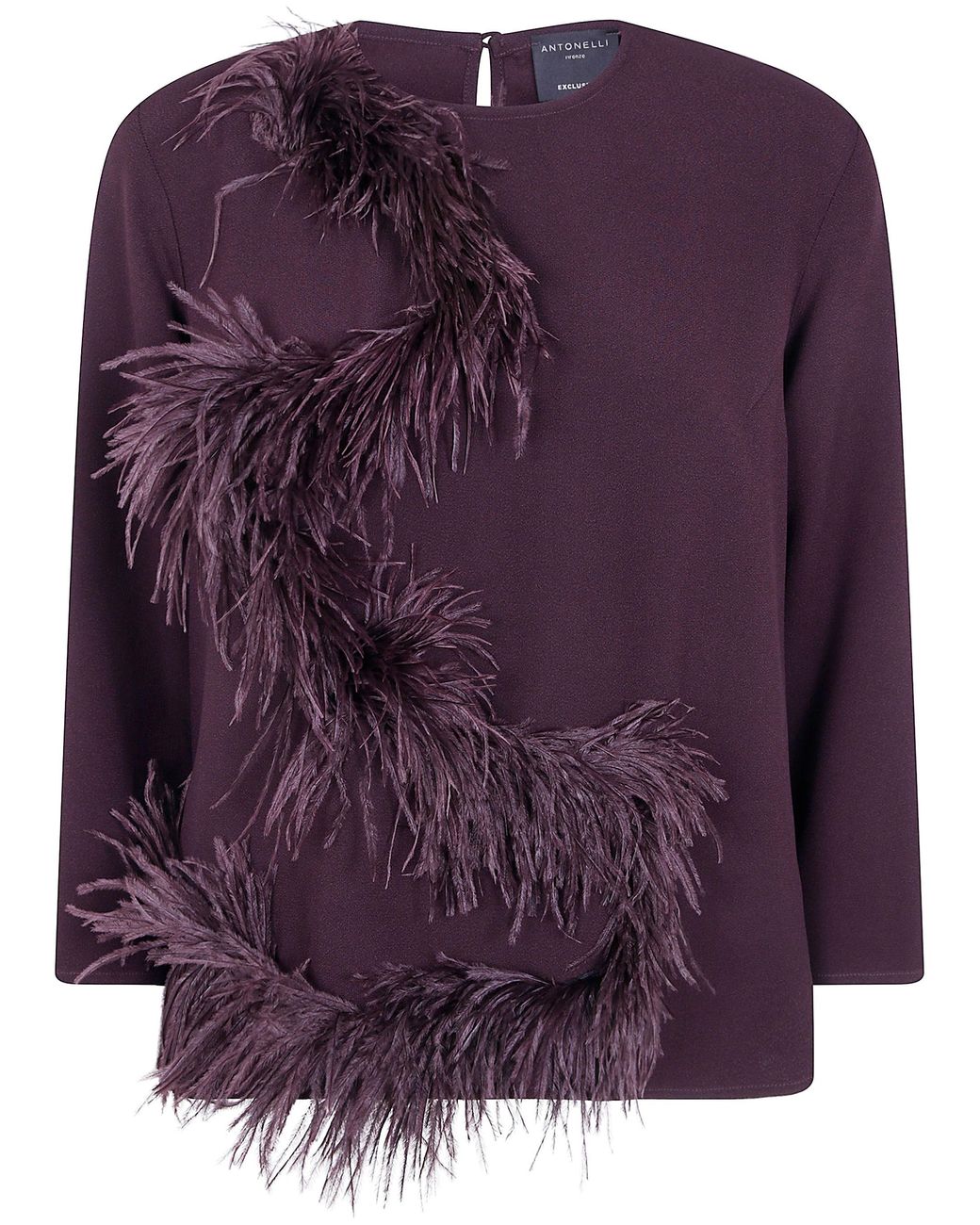 Antonelli Purple Top Feathered Round Neck "Mango"