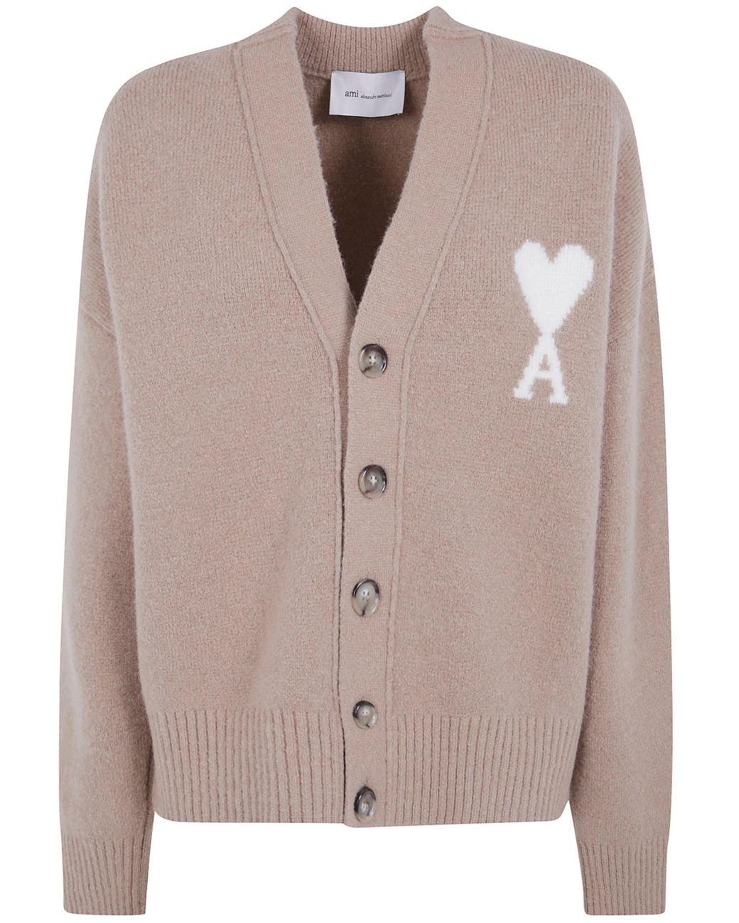 AMI Pink V-Neck Cardigan "Quota Ami De Coeur"